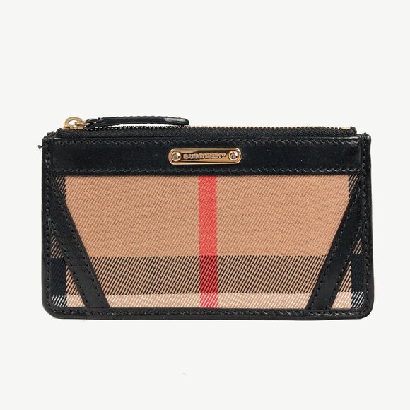 Burberry Nova Check Canvas Black-Leather-Trim Wallet - Picture 1 of 9